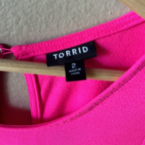 TORRID Hot Pink Sleeveless Sharkbite Hem Dress - Picture 3 of 8